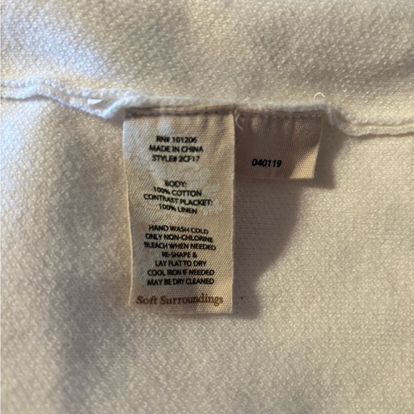 Soft Surroundings L Ivory Cotton Jersey Knit Linen Trim Open Longline Cardigan - Picture 10 of 10